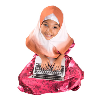 Young Muslim Girl With Laptop