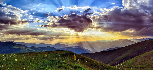 mountains and sky